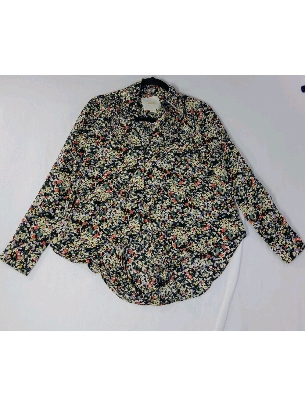 Anthropologie Maeve Matilda Dark Floral Blouse Tunic Top Button Shirt Size Small